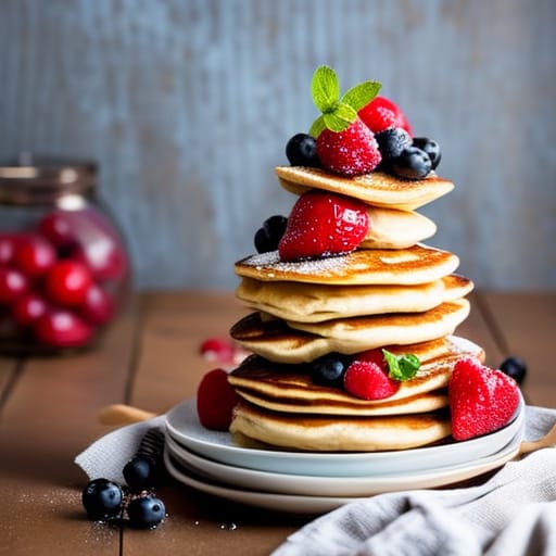 Fluffy Pancake Stack with Fresh Berries